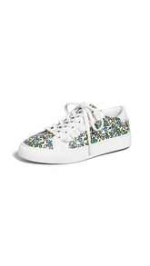 Tory Sport Women's Ruffle Sneakers, Wild Pansy/New Ivory, Floral, 6 M US